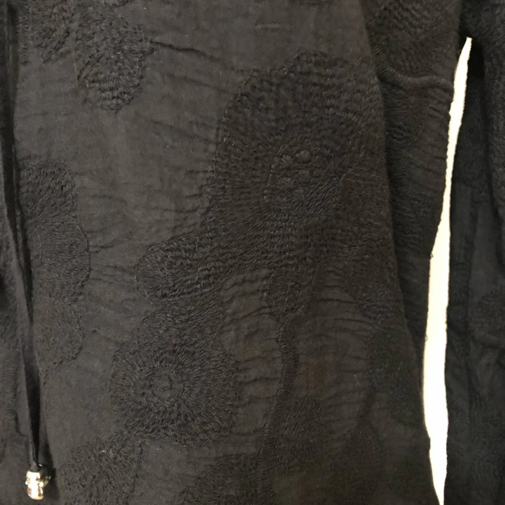 V Cristina Long Sleeve Crochet Accented Top